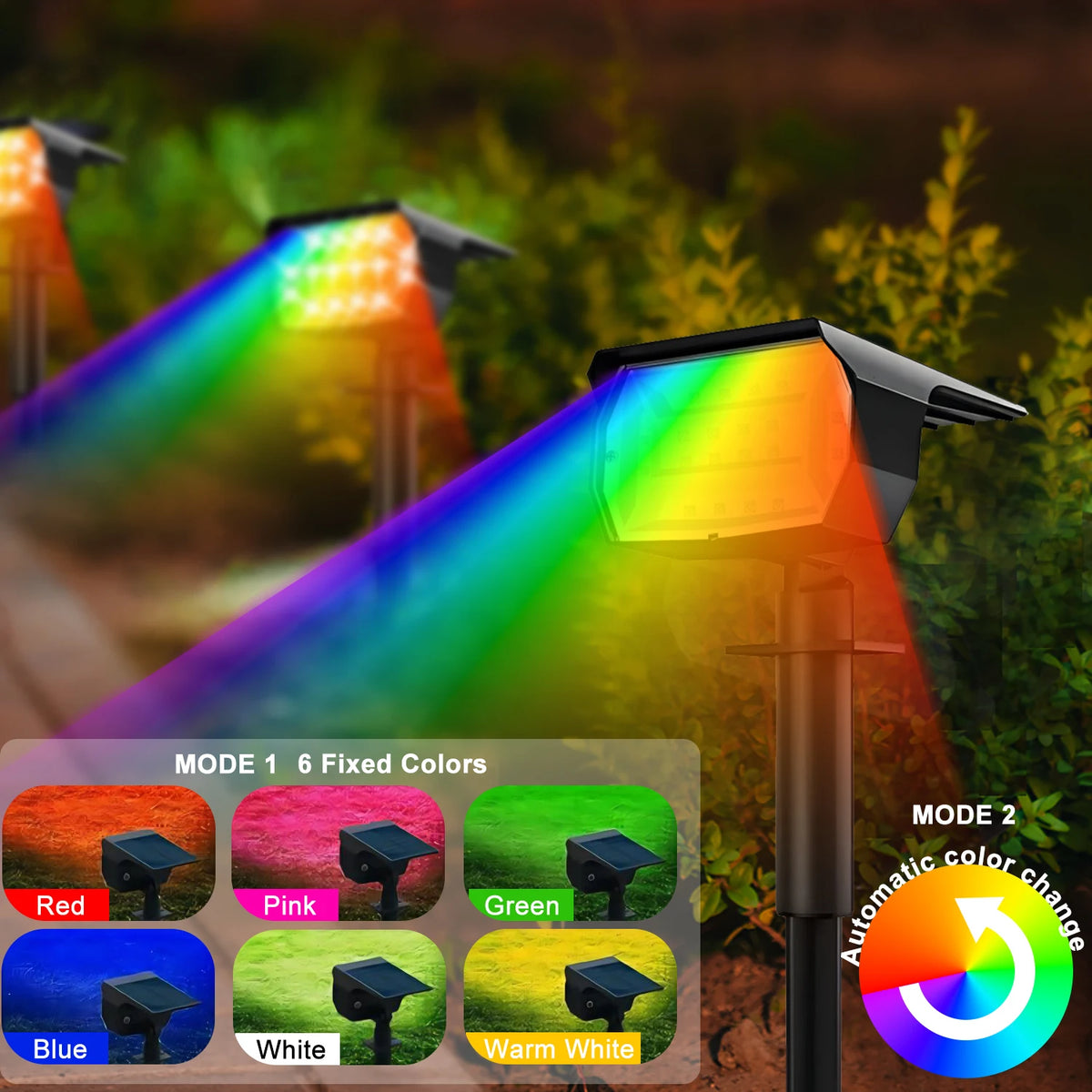 Spot solaire LED de jardin à trois modes, IP65 – Soléon