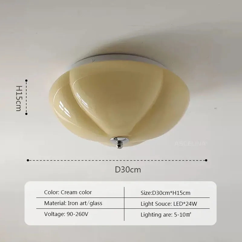 Plafonnier — Rétro LED minimaliste Orange citrouille en verre pour chambre couloir entrée salle d'étude décor à la maison