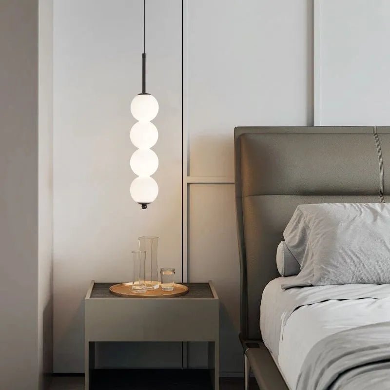 Suspension — En verre nordique LED cuivre vent gourde 3-8 tête chevet suspendu décor lampe pour étude chambre salon éclairage