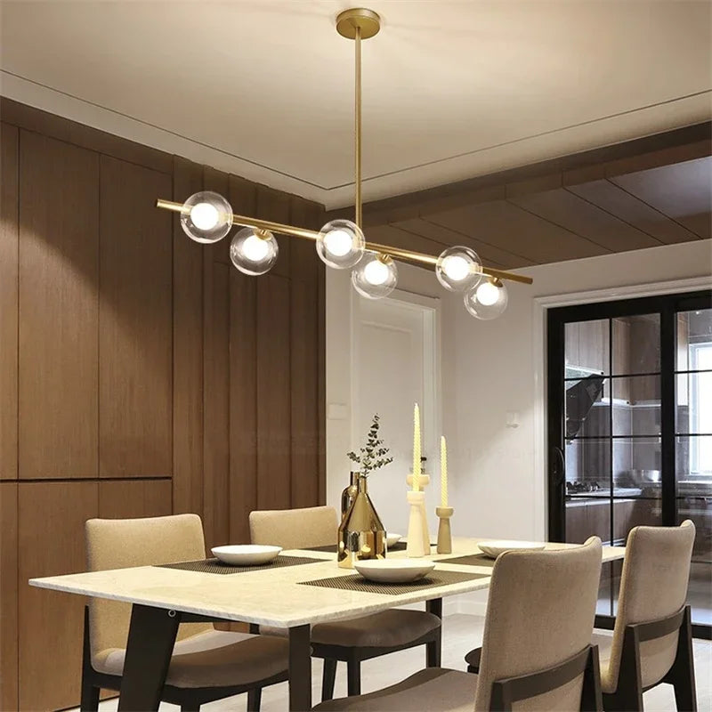 Lustre — LED moderne avec lampes à billes en verre nordique