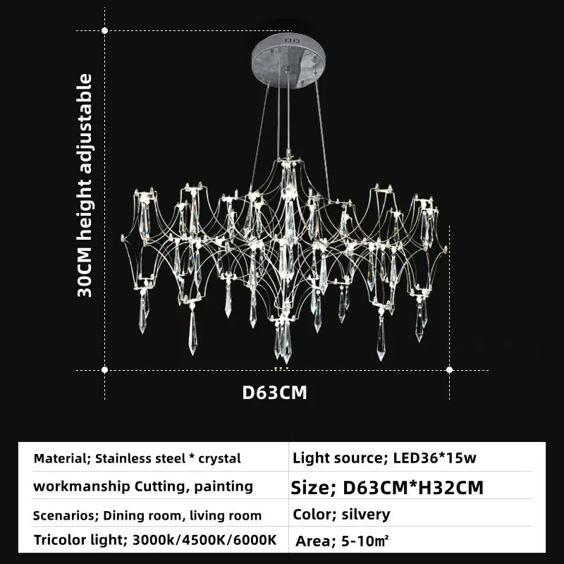 Lustre — Post-moderne cube de lumière en cristal acier inoxydable LED