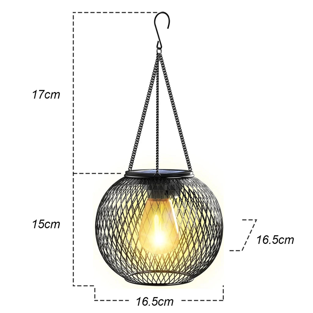 Lanterne solaire LED en fer avec chaîne et capteur de luminosité, 3000 K – Clairvaux