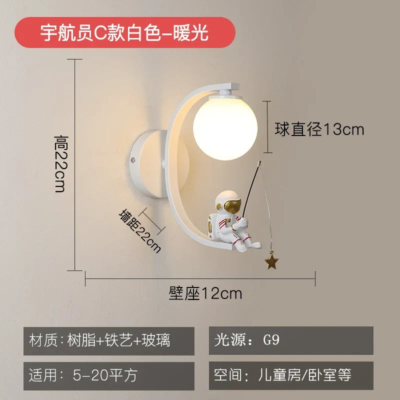 Applique murale — Dessin animé astronaute lampe LED pour enfants