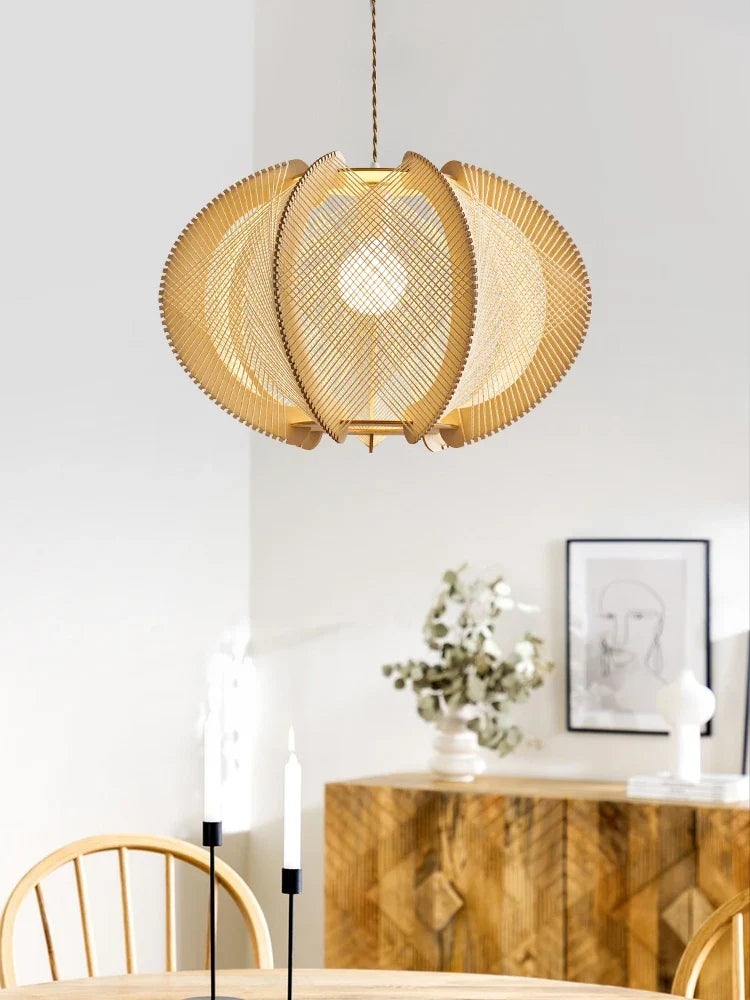 Lustre Naturel Flavie Sillage en Corde de Chanvre et Bois