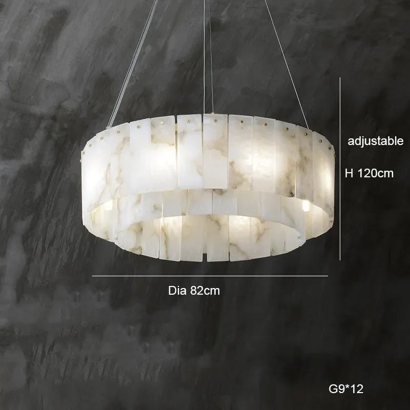 Suspension — Suspension élégant en marbre naturel LED postmoderne pour villa
