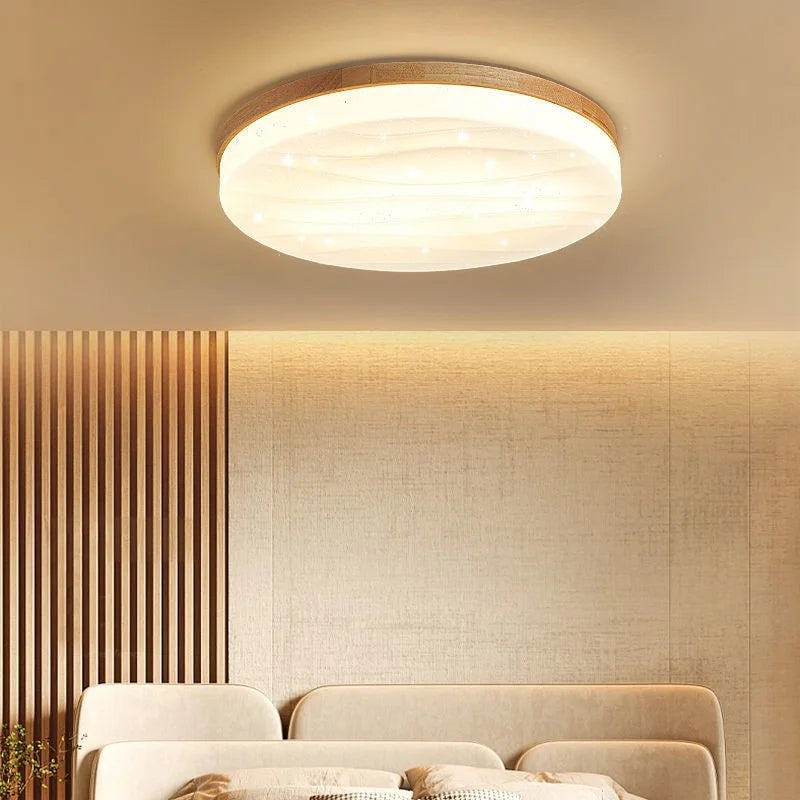 Plafonnier led minimaliste en bois massif pour entrée Naëlle Mirage - Matière Chaleureuse & Lignes Élégantes