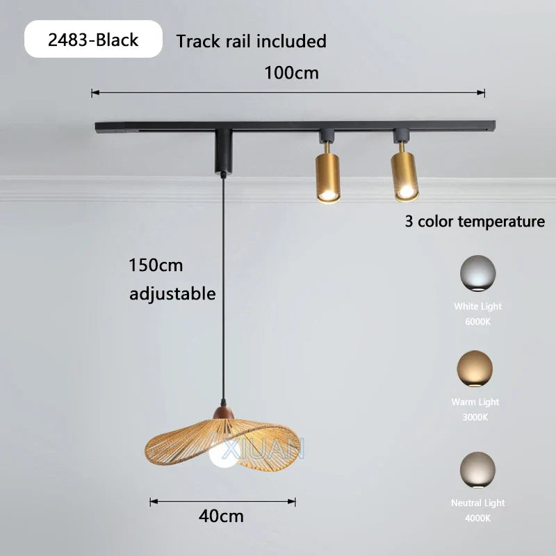 Luminaire — Table à manger wabi-sabi rétro éclairage LED sur rail