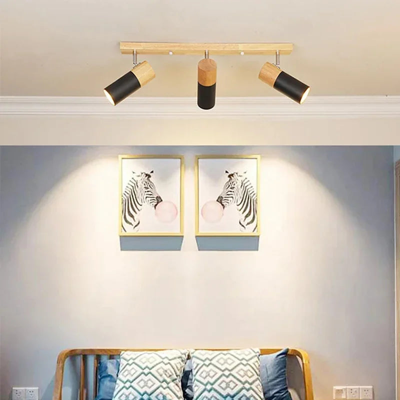 Plafonnier en bois avec projecteur rotatif réglable décoratif Orson Sonate - Une Présence Naturelle Apaisante