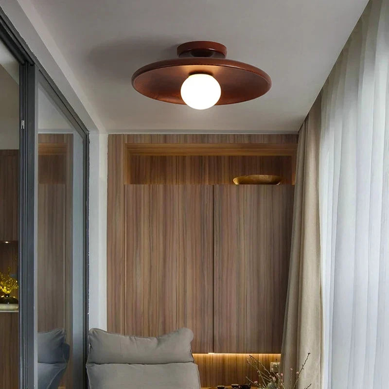 Plafonnier — Nordique plafonnier rond en bois pour vestiaire chambre salle d'étude couloir enfant maison intérieur éclairage de haute qualité