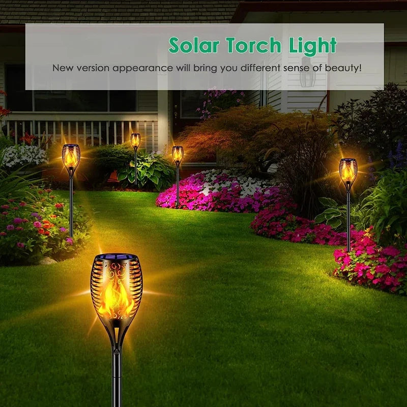 lampes solaires extérieures led flamme vacillante étanche jardin éclairage paysager