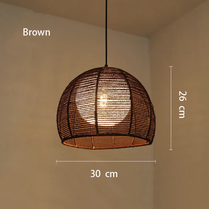 Lustre Naturel Émilie Sillage en Corde de Chanvre — Marron 30 cm