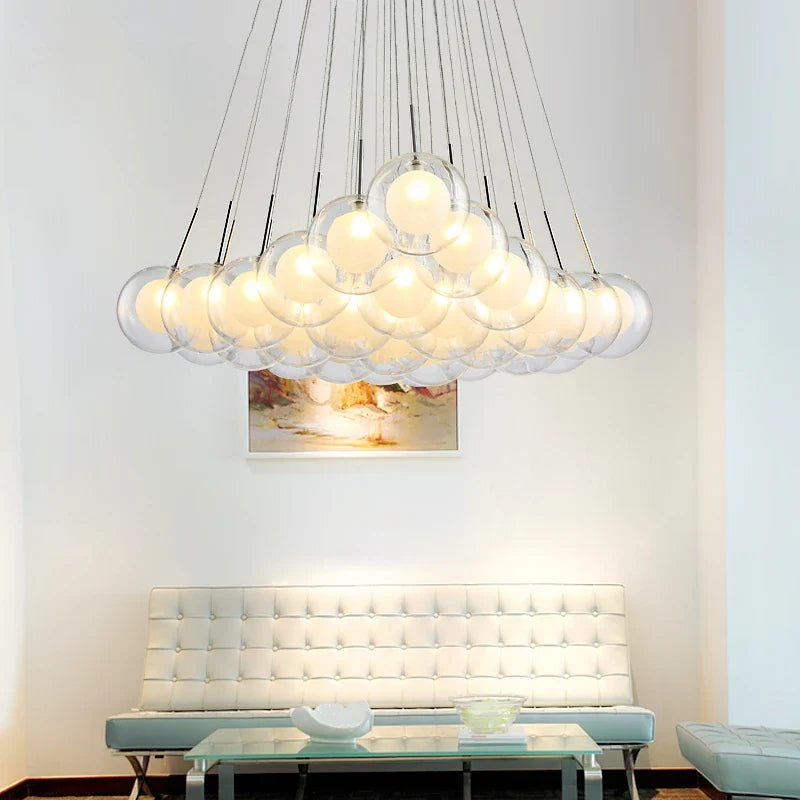 Suspension — Boule de verre LED moderne en boule plafond lustre nordique salon salle à manger chambre décor à la maison suspension lampe de restaurant