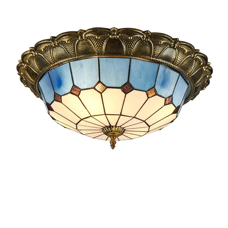 Plafonnier led vitrail classique pour éclairage intérieur décoratif Léopold Matin en Verre - Jeux de Reflets & Harmonie Intérieure