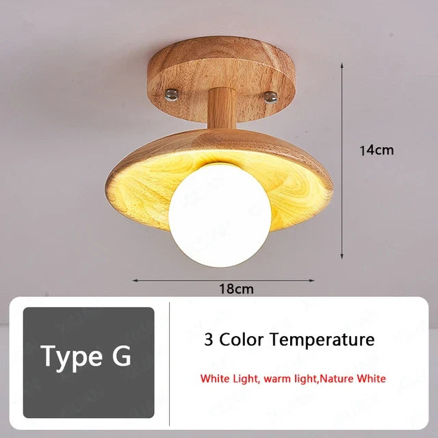 Plafonnier — En bois nordique pour couloir entrée balcon couloir vestiaire Illuminaire 3 température de couleur en bois LED allée lumière