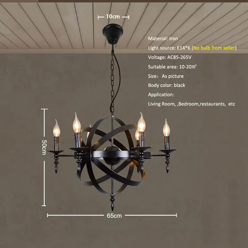 Lustre — Industriel rétro globe en fer style loft américain