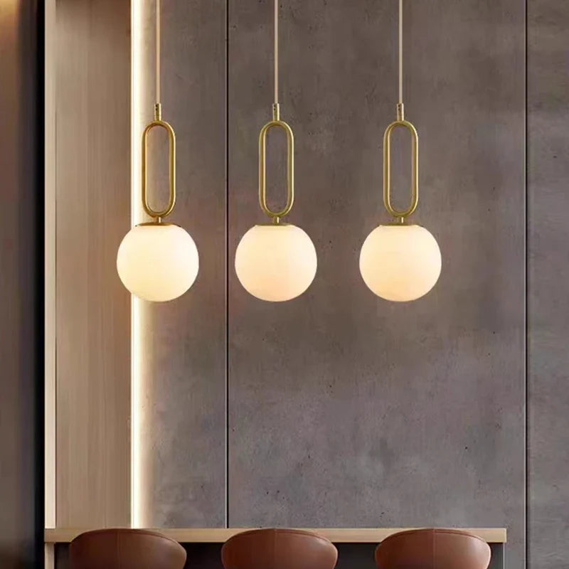 Lampe à poser — Suspendue LED en laiton et marbre naturel décorative réglable
