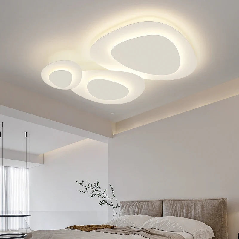 Lustre — Anneaux annuels modernes LED lustre intérieur salon ondulation forme meubles de maison décoration fer blanc corps couleur lampe éclairage