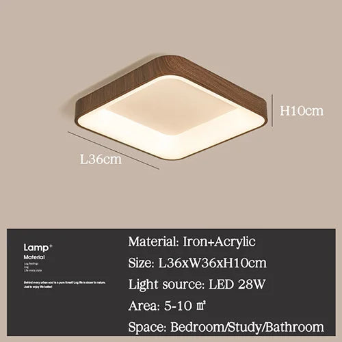 Plafonnier — LED imitation bois éclairage rond rectangle carré