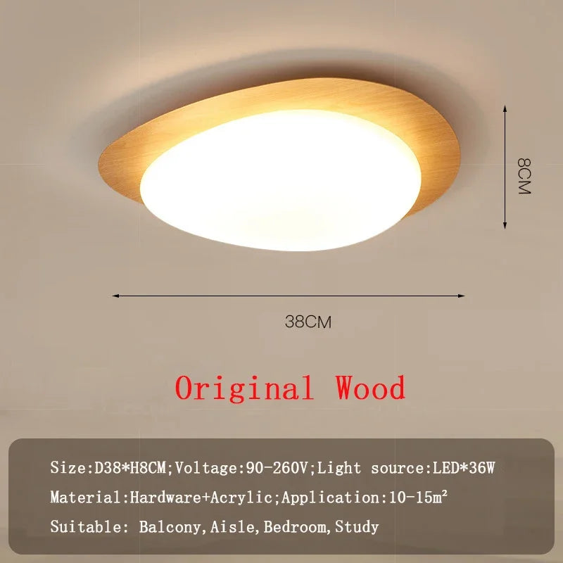 Plafonnier — LED en bois nordique acrylique avec galets noyer