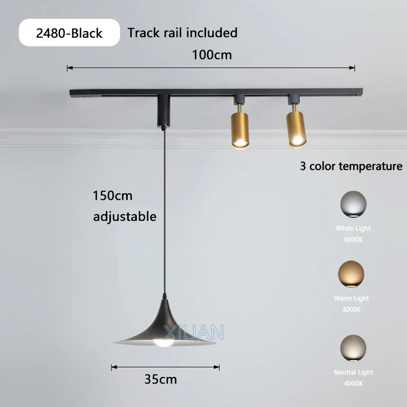 Luminaire — Table à manger wabi-sabi rétro éclairage LED sur rail