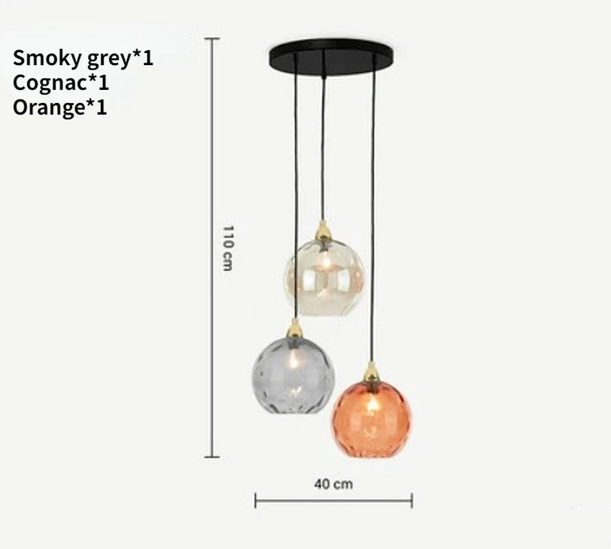Lustre — Boule de verre coloré nordique lampes suspendues moderne Grain d'eau Restaurant cuisine luminaire suspendu chambre lampe de chevet