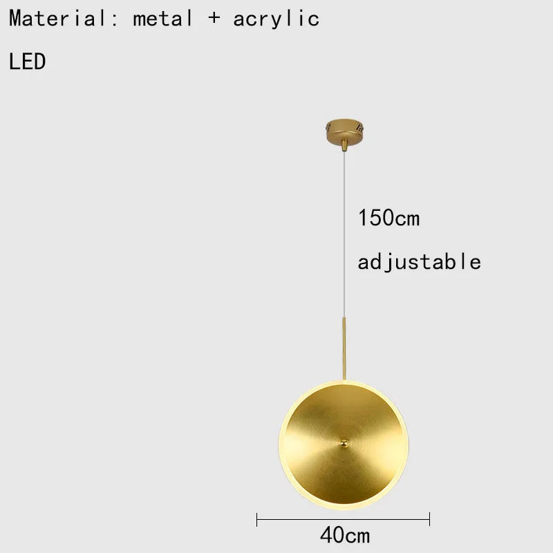 lampe led ronde métal art déco avec fil réglable