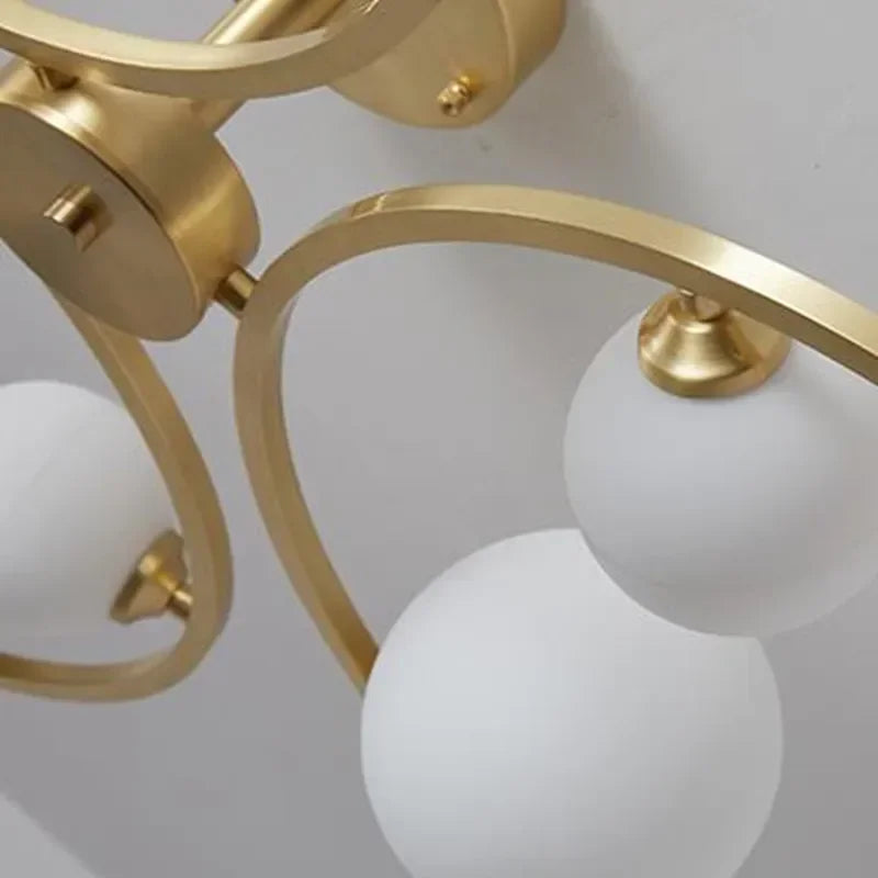 Plafonnier — Moderne en cuivre doré avec boule de verre et LED