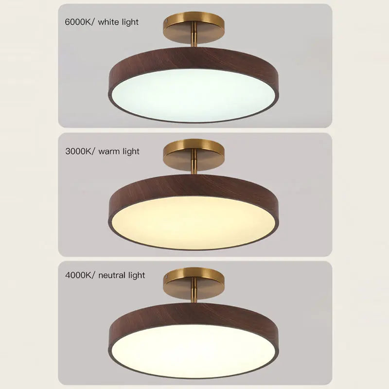 Plafonnier moderne rond imitation bois pour intérieur élégant Aurore Traverse - Une Note Singulière dans le Décor