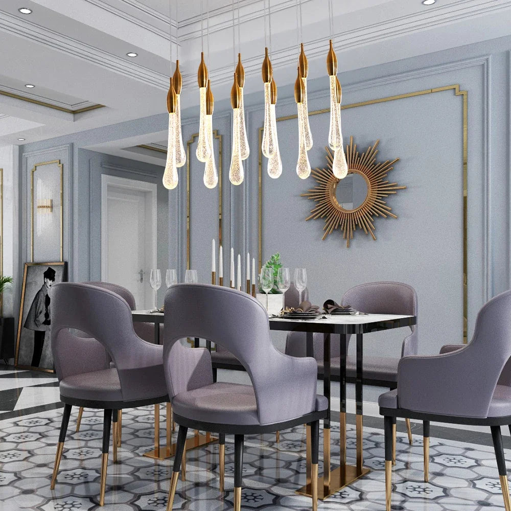 Lustre — LED moderne en cristal pour grand escalier