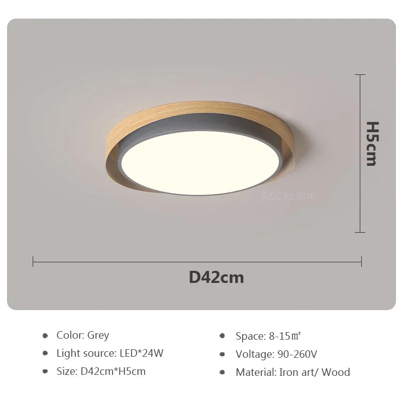 Plafonnier moderne à leds circulaire grain de bois éclairage décoratif Daphné Finesse - Matière Chaleureuse & Lignes Élégantes