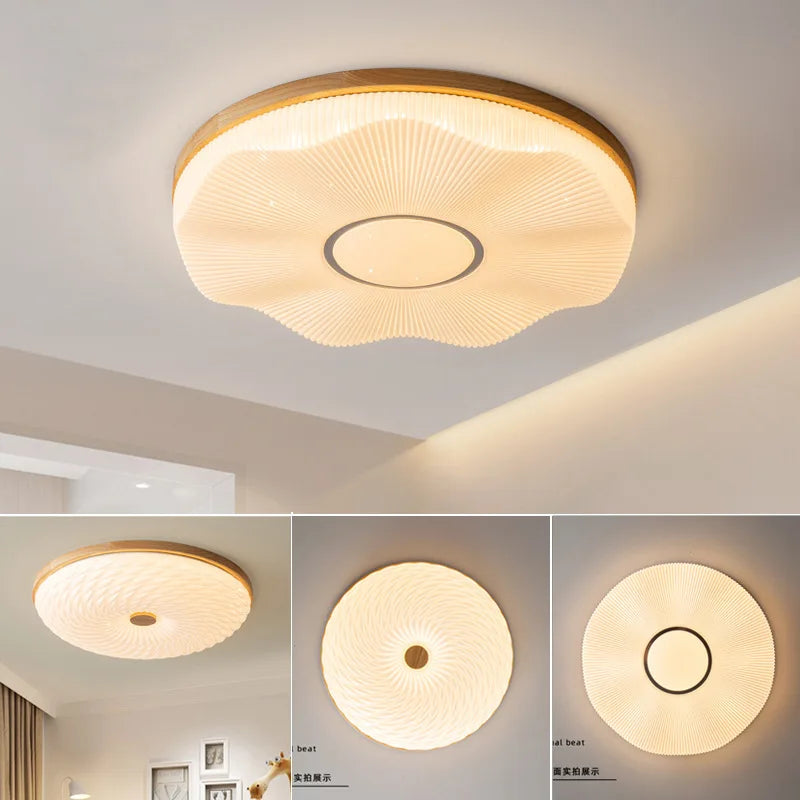 Plafonnier — LED encastré en bois créatif nordique loft éclairage