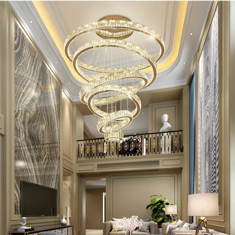 Lustre — Moderne en cristal avec anneau pour décoration intérieure