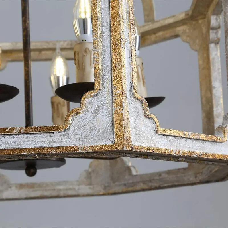 Lustre — Rétro américain en bois massif pour villa vintage