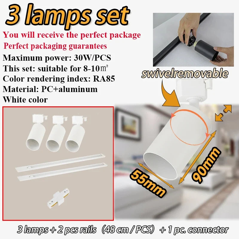 Spot — Kit d'éclairage sur rail spots dimmables pour décoration intérieure