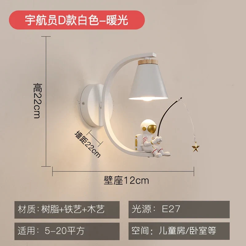 Applique murale — Dessin animé astronaute lampe LED pour enfants
