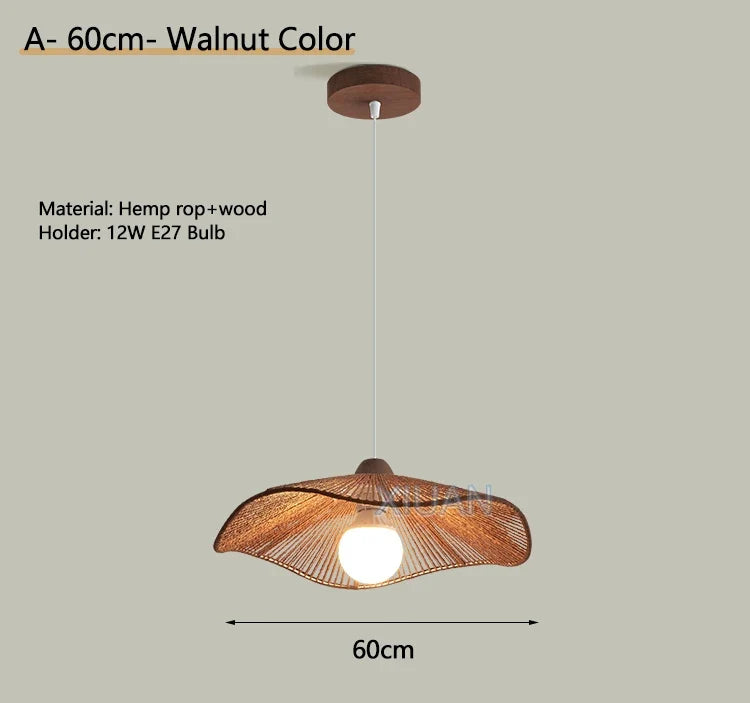 Lustre Wabi-sabi Joséphine Brume en Corde de Chanvre — A Noyer 60cm / 3 Température de couleur