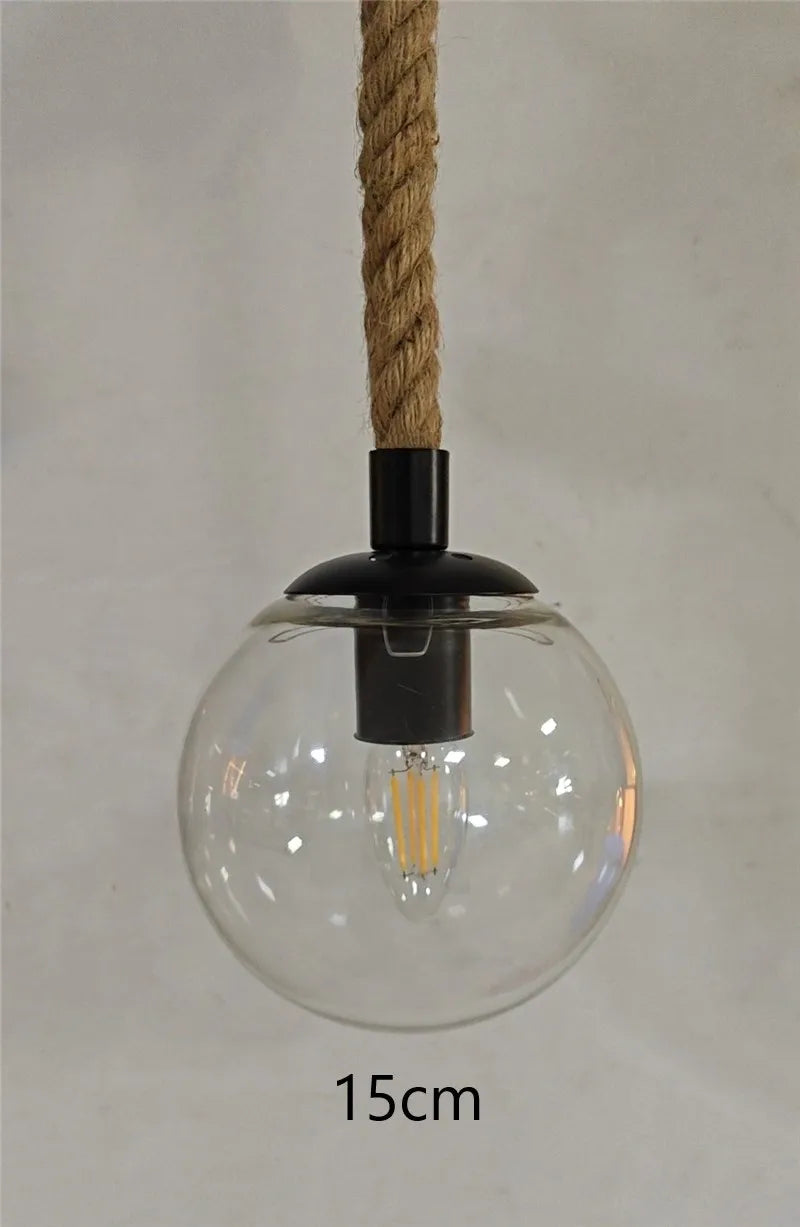 Suspension Naturelle Noémie Brume en Corde de Chanvre et Verre — A