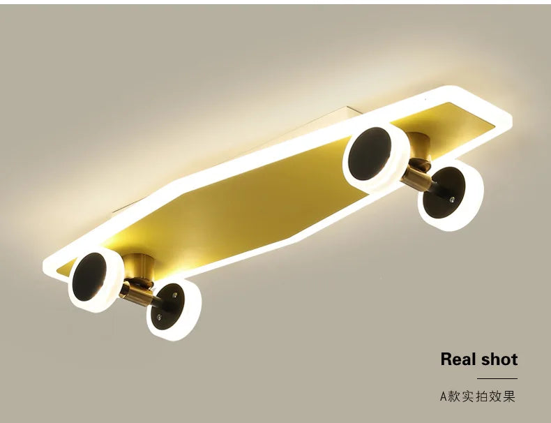 Plafonnier skateboard à intensité variable pour chambre enfant Elvire Arpège en Métal - Caractère & Élégance dans le Décor
