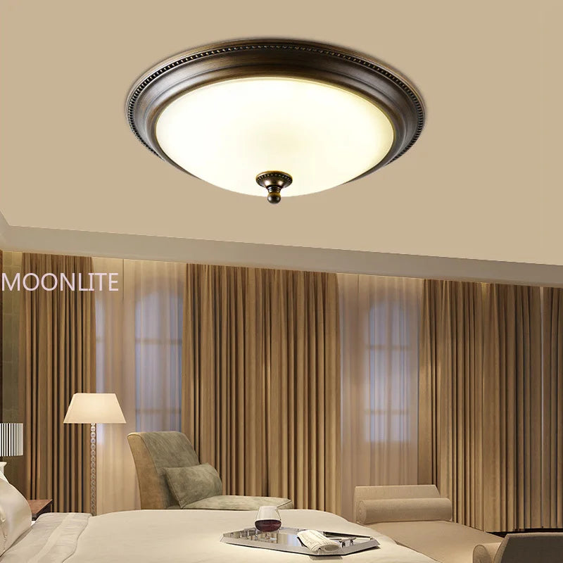 Plafonnier — Rond or/noir/Bronze plafonnier verre dépoli pour couloir salon cuisine LED lumineuse éclairage 110/220V