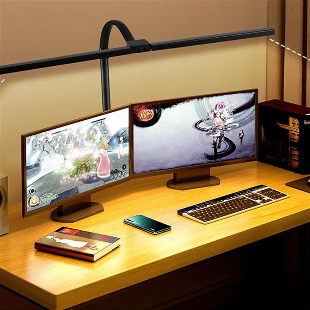 Lampe de bureau — À double tête à pince LED adjustable