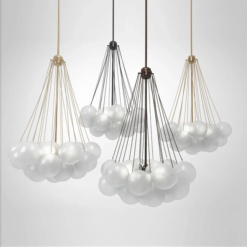 Suspension — LED élégant moderne bulle boule plafond lustre ivoire verre suspension lumières nordique pour salle à manger Restaurant lampe suspendue