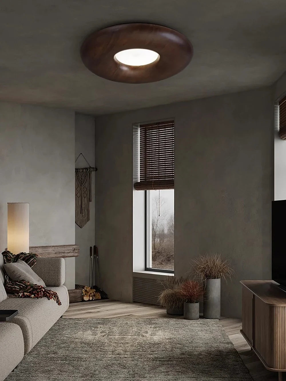 Plafonnier — LED design rétro moderne en bois grand lustre