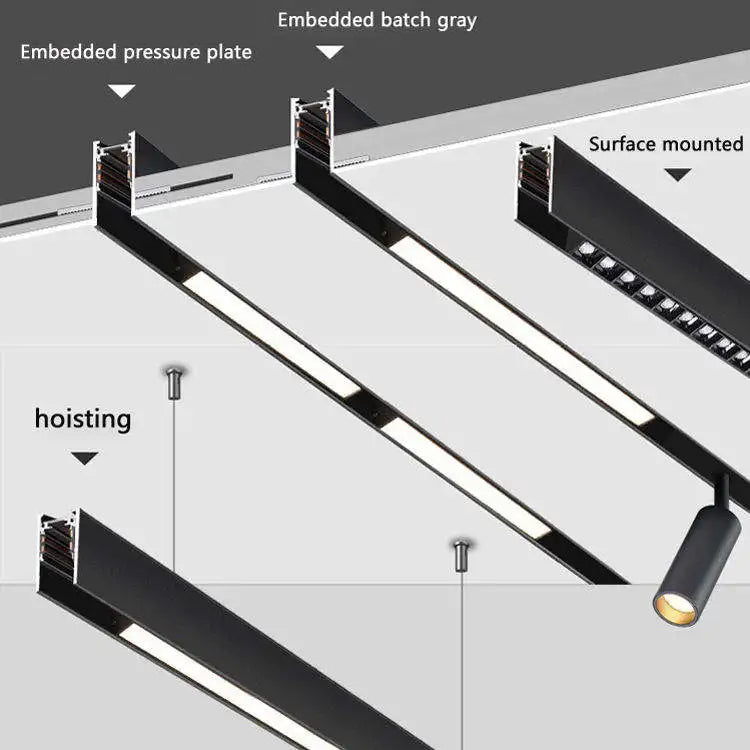 Luminaire — Rail d éclairage magnétique moderne pour intérieur en aluminium