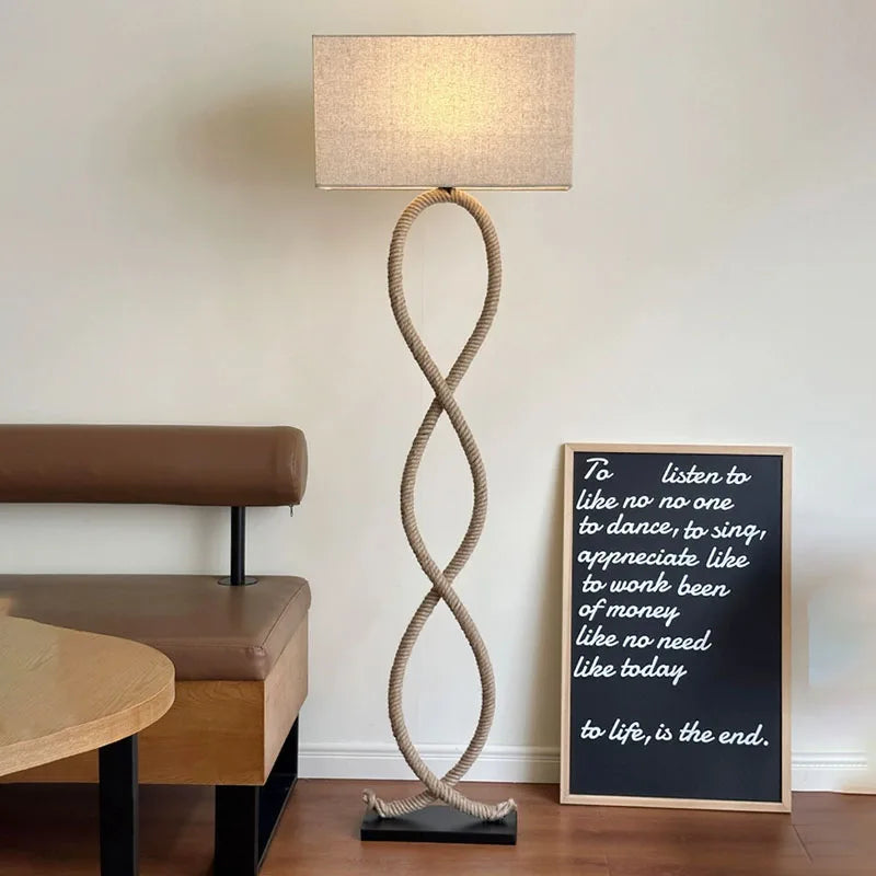 Lampadaire Wabi-sabi Zélie Rivage en Corde de Chanvre