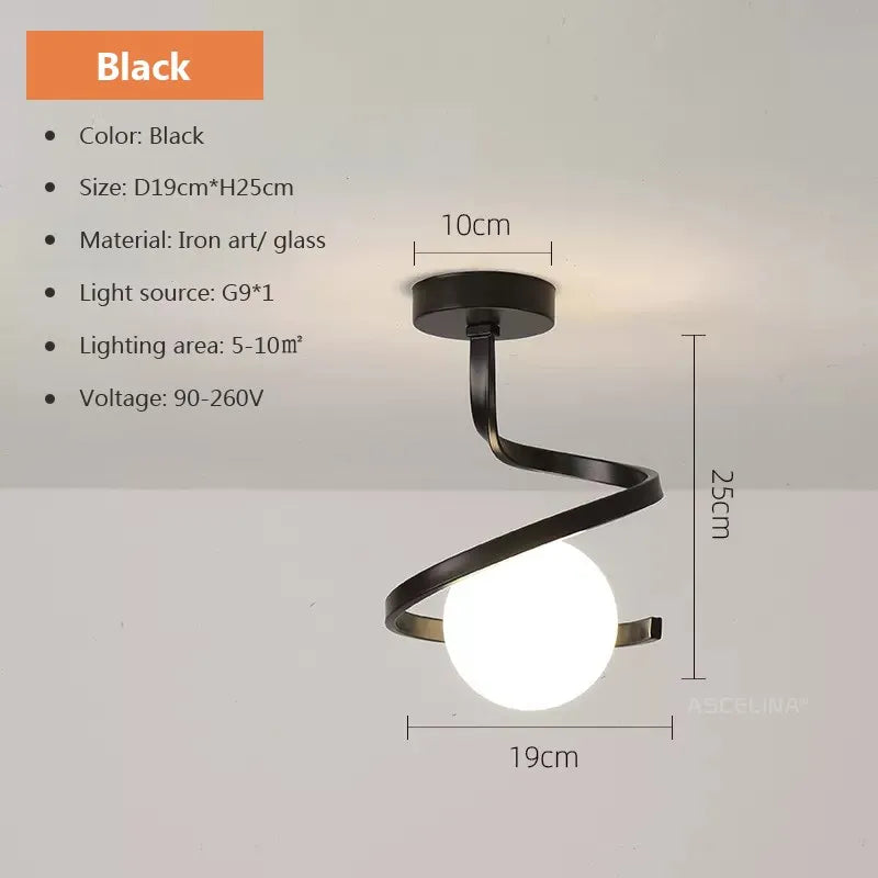 Plafonnier — En verre moderne minimaliste noir or 1/2 têtes éclairage intérieur pour couloir allée balcon entrée vestiaire luminaires