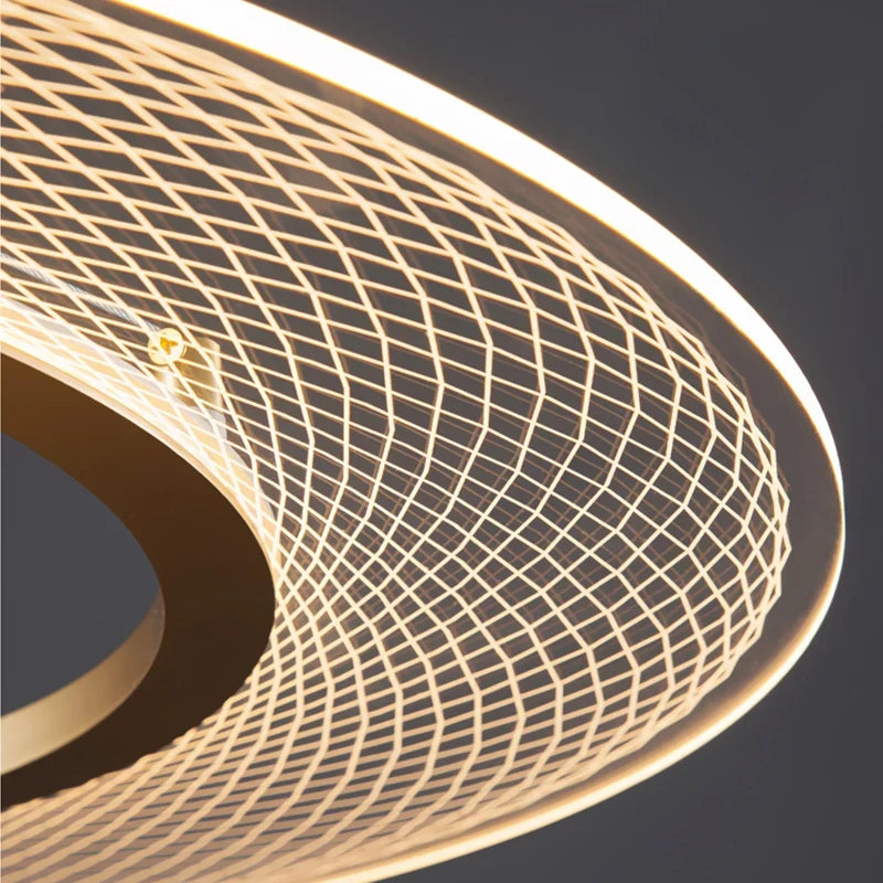 Lustre — Anneaux design pour salon double pour cuisine île hôtel Restaurant LED
