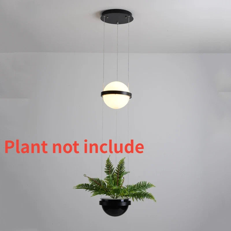 Lampe à poser — Suspendue LED moderne en verre avec pot de fleurs