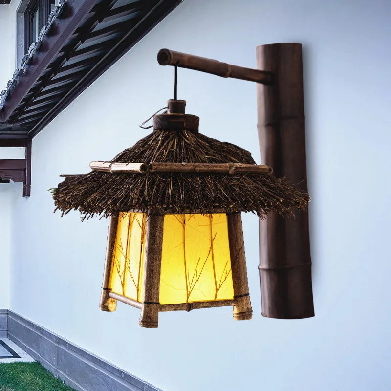 Applique murale — Rétro en osier tricotée à la main pour extérieur et intérieur