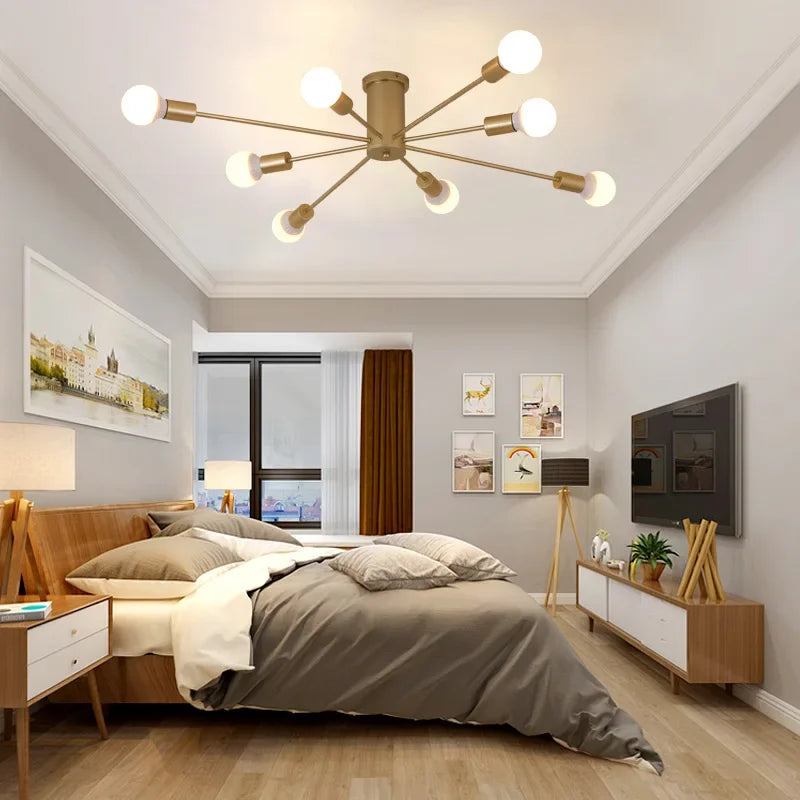 Plafonnier Moderne Créatif LED Lustre Spoutnik Lumière Semi-intégré Nordique Décor À La Maison Luminaires pour Chambre Salon Élias Mirage - Simplicité du Design & Décor Raffiné