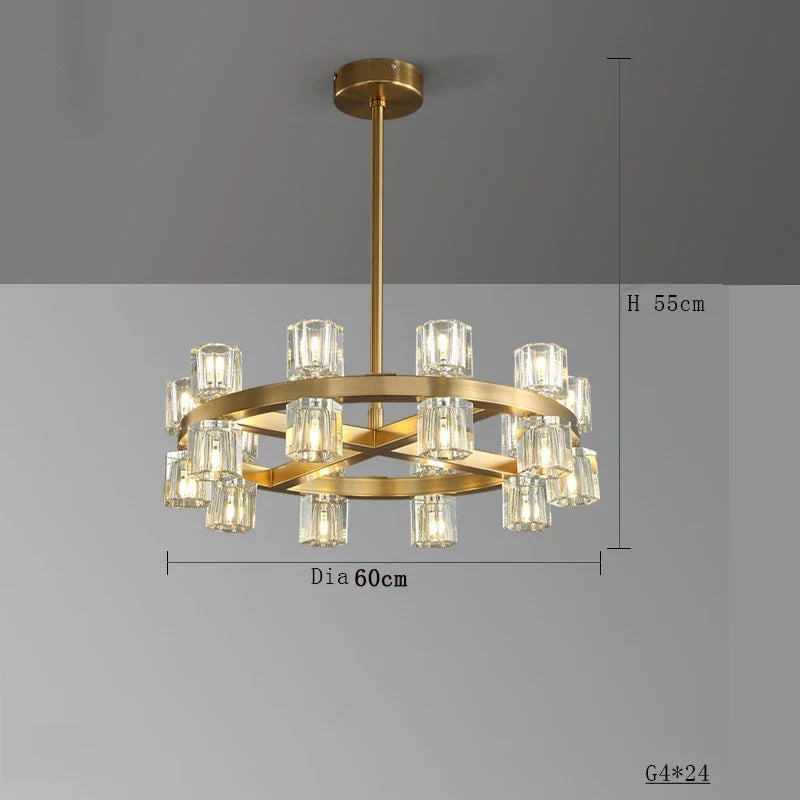 Lustre — En laiton et cristal pour décoration de luxe